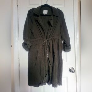 Torrid Plus 1 Dark Green Long Sleeve Collared Utility‎ Trench Jacket Outerwear